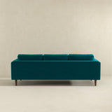 Amber Mid-Century Modern Teal Luxury Velvet Sofa