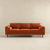 Amber Mid-Century Modern Burnt Orange Luxury Velvet Sofa