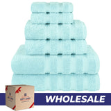 6 Piece 100% Cotton Turkish Bulk Bath Towels - Wholesale Premium Towel Sets - 10 Set Case Pack