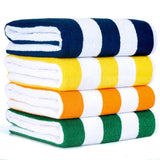American Soft Linen, Premium Cotton 4 Pack Beach Towels, Cabana Striped - Mix Color - 8 Set Case Pack