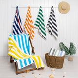 American Soft Linen, Premium Cotton 4 Pack Beach Towels, Cabana Striped - Mix Color - 8 Set Case Pack