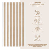 American Soft Linen, Premium Cotton 4 Pack Beach Towels, 30" x 60" Cabana Striped Pool Towels