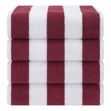 American Soft Linen, Premium Cotton 4 Pack Beach Towels, 30" x 60" Cabana Striped Pool Towels