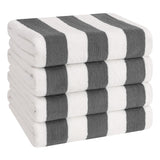 American Soft Linen, Premium Cotton 4 Pack Beach Towels, 30" x 60" Cabana Striped Pool Towels