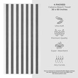 American Soft Linen, Premium Cotton 4 Pack Beach Towels, 30" x 60" Cabana Striped Pool Towels
