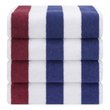 American Soft Linen, Premium Cotton 4 Pack Beach Towels, 30" x 60" Cabana Striped Pool Towels