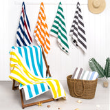 American Soft Linen, Premium Cotton 4 Pack Beach Towels, 30" x 60" Cabana Striped Pool Towels