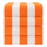 American Soft Linen, Premium Cotton 4 Pack Beach Towels, 30" x 60" Cabana Striped Pool Towels