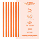 American Soft Linen, Premium Cotton 4 Pack Beach Towels, 30" x 60" Cabana Striped Pool Towels