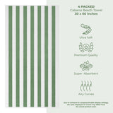 American Soft Linen, Premium Cotton 4 Pack Beach Towels, 30" x 60" Cabana Striped Pool Towels