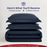 American Soft Linen Luxury 100% Cotton Sateen Weave Duvet Cover Set, 1 Duvet Cover and 2 Pillow Shams, Machine Washable 3 Piece Bedding Sets