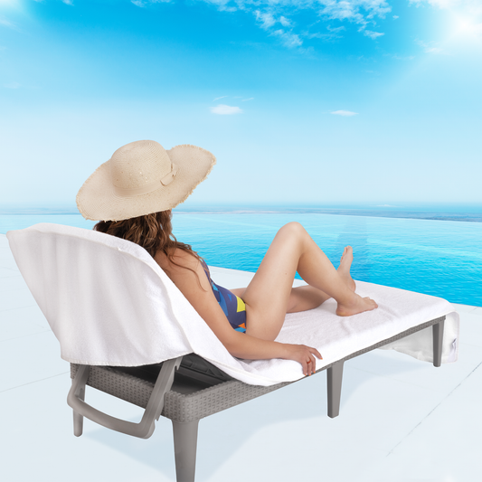 American Soft Linen Chaise Lounge Covers with Pocket, Premium Cotton, 86x32 Inches