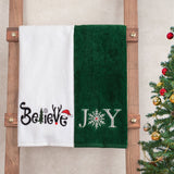American Soft Linen Christmas Towels Bathroom Set, 2 Packed Embroidered Decorative 100% Cotton Hand Towels, Dish Towels for Decor Xmas - 60 Set Case Pack