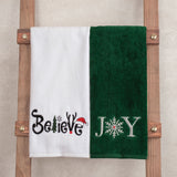 American Soft Linen Christmas Towels Bathroom Set, 2 Packed Embroidered Decorative 100% Cotton Hand Towels, Dish Towels for Decor Xmas - 60 Set Case Pack