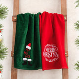 American Soft Linen Christmas Towels Bathroom Set, 2 Packed Embroidered Decorative 100% Cotton Hand Towels, Dish Towels for Decor Xmas - 60 Set Case Pack