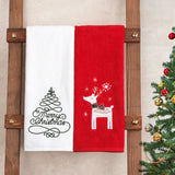 American Soft Linen Christmas Towels Bathroom Set, 2 Packed Embroidered Decorative 100% Cotton Hand Towels, Dish Towels for Decor Xmas - 60 Set Case Pack