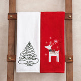 American Soft Linen Christmas Towels Bathroom Set, 2 Packed Embroidered Decorative 100% Cotton Hand Towels, Dish Towels for Decor Xmas - 60 Set Case Pack
