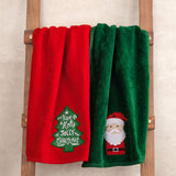 American Soft Linen Christmas Towels Bathroom Set, 2 Packed Embroidered Decorative 100% Cotton Hand Towels, Dish Towels for Decor Xmas - 60 Set Case Pack