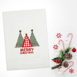 American Soft Linen Christmas Towels Set, 2 Packed Embroidered 100% Cotton Hand Towels, Dish Towels