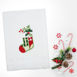 American Soft Linen Christmas Towels Set, 2 Packed Embroidered 100% Cotton Hand Towels, Dish Towels