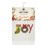 American Soft Linen Christmas Towels Set, 2 Packed Embroidered 100% Cotton Hand Towels, Dish Towels