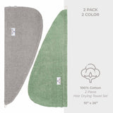 American Soft Linen 100% Cotton Hair Drying Towels for Women, 2 Pack Head Towel Cap - 75 Set Case Pack