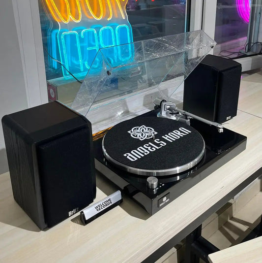 Angels Horn H003-BK Bluetooth Turntable Vinyl Record Player (Piano Black)