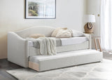 Arlo Cream Boucle Fabric Twin Daybed with Trundle – Stylish, Space-Saving Design for Modern Bedrooms