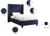 Ashton Contemporary Wing Bed with Elegant Tufted Design and Chrome Nailheads for Luxurious Comfort