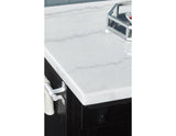 Aspen 3-Piece White Marble Kitchen Island Set (Island & 2 Side Chairs)