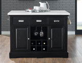 Aspen 3-Piece White Marble Kitchen Island Set (Island & 2 Side Chairs)