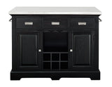 Aspen 3-Piece White Marble Kitchen Island Set (Island & 2 Side Chairs)