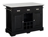 Aspen 3-Piece White Marble Kitchen Island Set (Island & 2 Side Chairs)