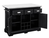 Aspen 3-Piece White Marble Kitchen Island Set (Island & 2 Side Chairs)