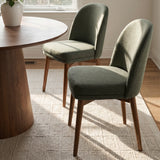Athena Linen Upholstered Solid Wood Dining Chairs (Set of 2)
