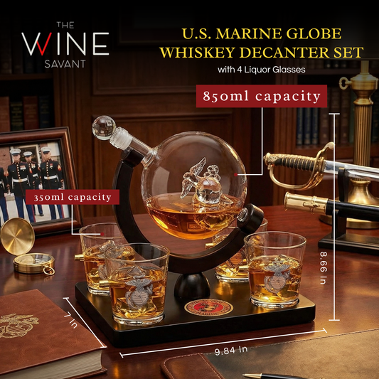 Marine Decanter Set With Four 3 oz Shot Glasses 1000ml