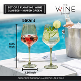 Floating Wine Glasses for Pool - Set of 2-15 OZ (Muted Green)