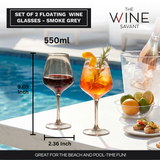 Floating Wine Glasses for Pool - Set of 2-18 OZ (Smoke)