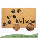Cat Lover Coir Doormat with Paws Print 17X30" Beige/Black