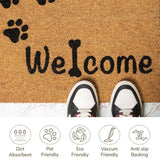 Cat Lover Coir Doormat with Paws Print 17X30" Beige/Black