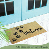 Cat Lover Coir Doormat with Paws Print 17X30" Beige/Black