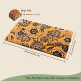 Gray & White Floral Coir Doormat -17"X30"