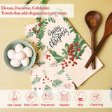 Printed Cotton Kitchen Towels Set of 2 – Poinsettia, Green & White
