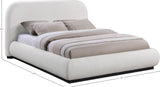 Vaughn Cream Bed - Cozy Linen Textured Fabric with Sturdy Black Wood Base for Ultimate Comfort