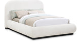Vaughn Cream Boucle Bed - Cozy Contemporary Design with Sturdy Black Wood Base for Ultimate Comfort