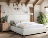 Vaughn Cream Boucle Bed - Cozy Contemporary Design with Sturdy Black Wood Base for Ultimate Comfort