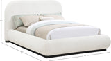 Vaughn Cream Boucle Bed - Cozy Contemporary Design with Sturdy Black Wood Base for Ultimate Comfort