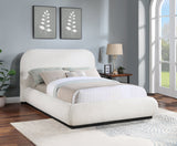 Vaughn Cream Boucle Bed - Cozy Contemporary Design with Sturdy Black Wood Base for Ultimate Comfort