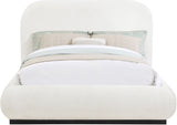 Vaughn Cream Boucle Bed - Cozy Contemporary Design with Sturdy Black Wood Base for Ultimate Comfort