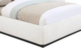Vaughn Cream Boucle Bed - Cozy Contemporary Design with Sturdy Black Wood Base for Ultimate Comfort